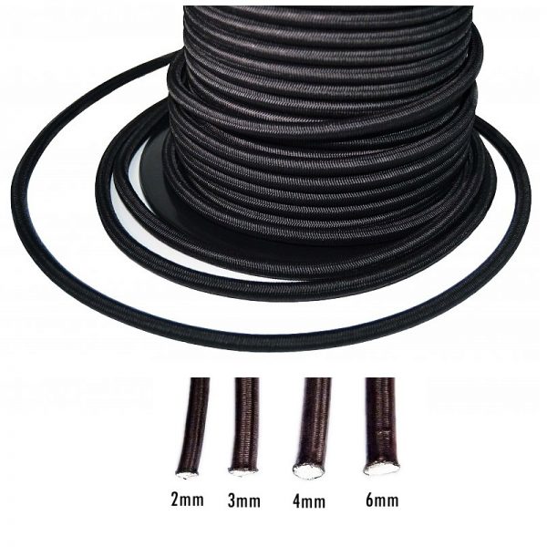 Black Elastic Rope Shock Cord / Bungee Rope / Elastic String